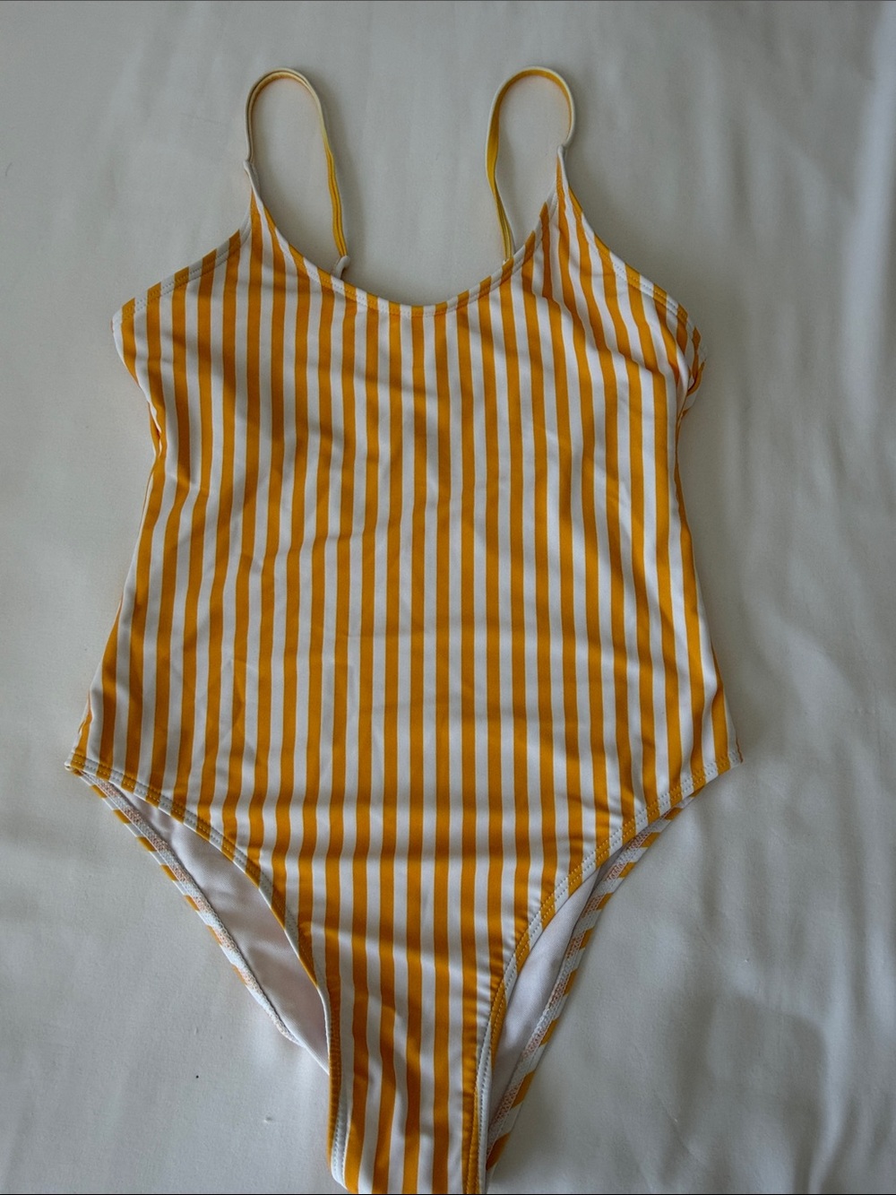 Striped Yellow & White One-Piece Swimsuit